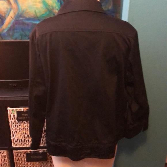 Willow Bay 1x Black Stretch Cotton casual jacket with 3/4 sleeves & pockets - Picture 6 of 8